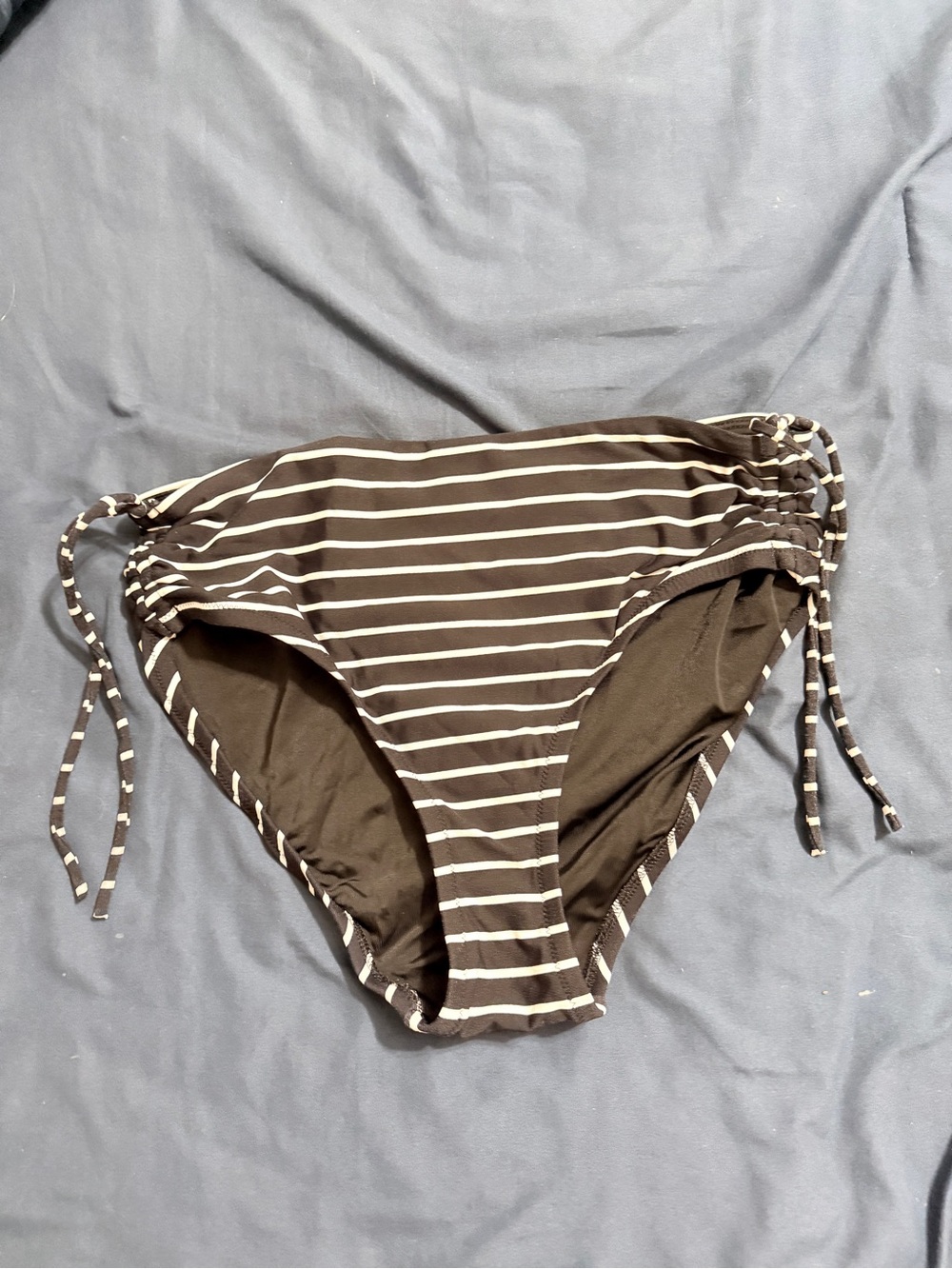 CALIA Women's Striped Black Side-Tie Bikini Bottom